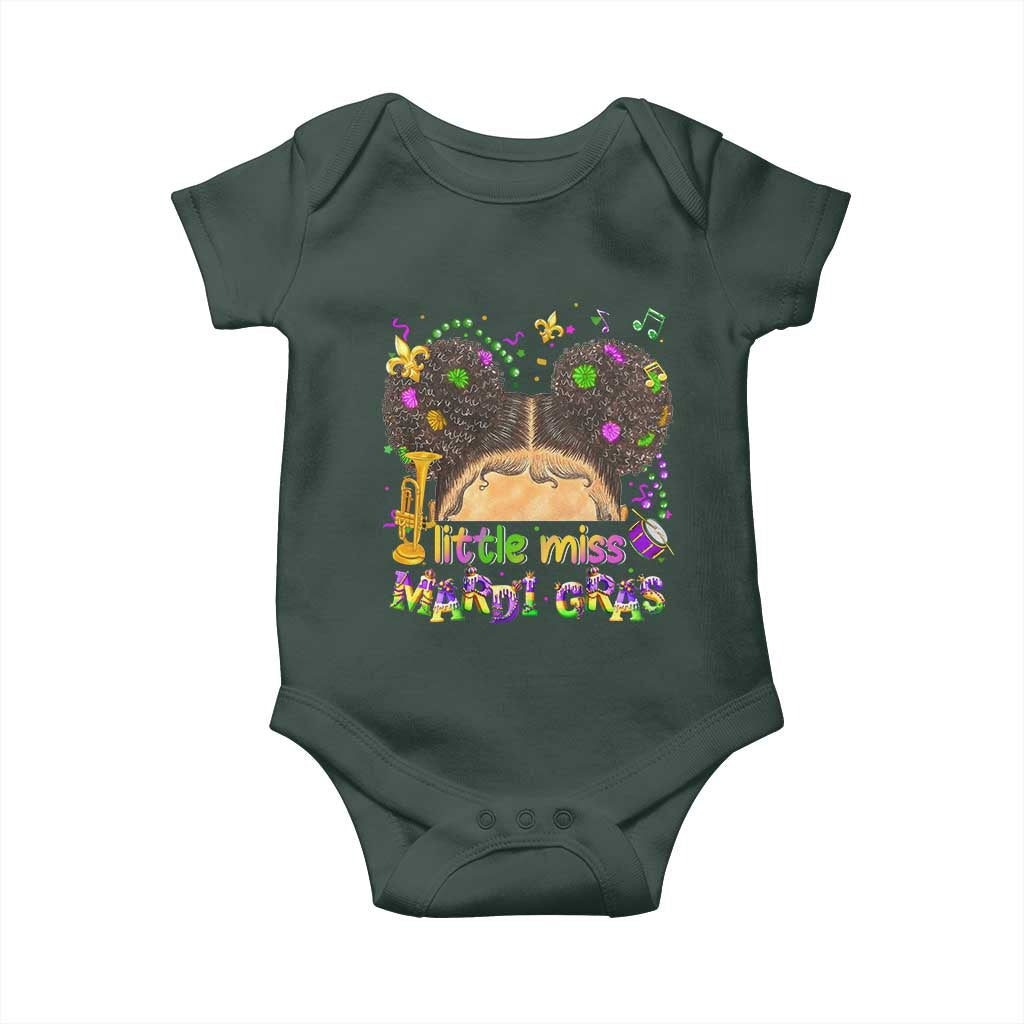 Little Miss Mardi Gras Afro Messy Bun Girls Baby Onesie TS10 Print Your Wear