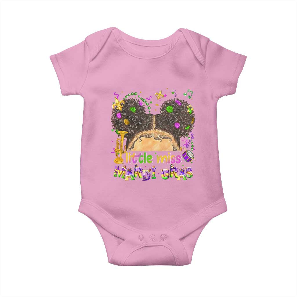 Little Miss Mardi Gras Afro Messy Bun Girls Baby Onesie TS10 Light Pink Print Your Wear