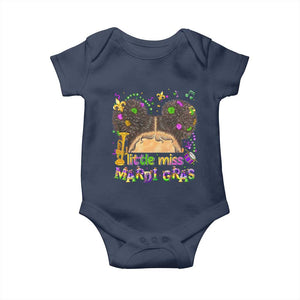 Little Miss Mardi Gras Afro Messy Bun Girls Baby Onesie TS10 Navy Print Your Wear