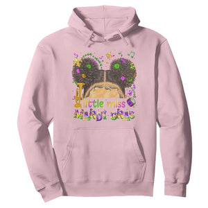 Little Miss Mardi Gras Afro Messy Bun Girls Hoodie TS10 Light Pink Print Your Wear