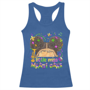 Little Miss Mardi Gras Afro Messy Bun Girls Racerback Tank Top TS10 Royal Blue Print Your Wear