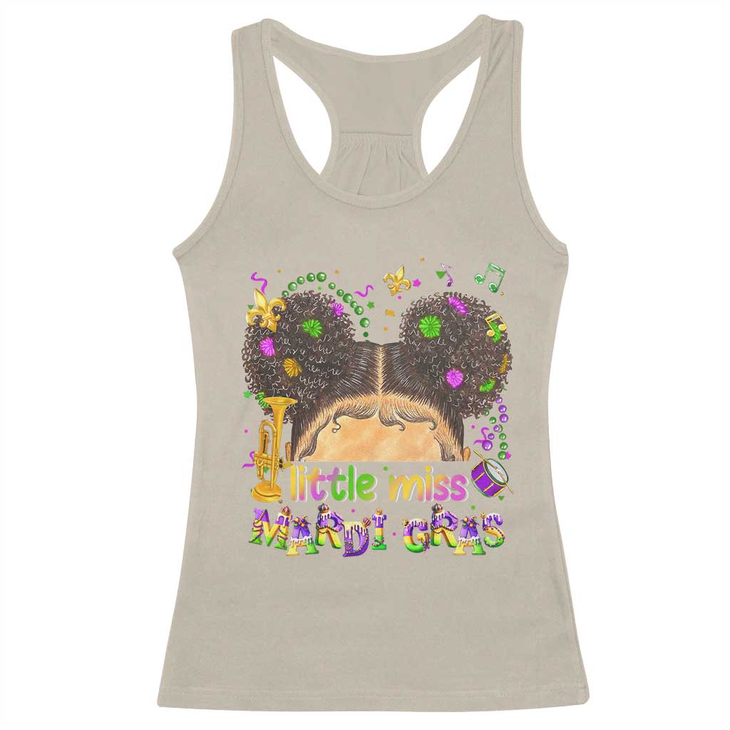 Little Miss Mardi Gras Afro Messy Bun Girls Racerback Tank Top TS10 Sand Print Your Wear