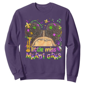 Little Miss Mardi Gras Afro Messy Bun Girls Sweatshirt TS10 Purple Print Your Wear