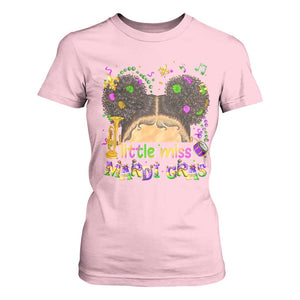 Little Miss Mardi Gras Afro Messy Bun Girls T Shirt For Women TS10 Light Pink Print Your Wear