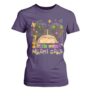 Little Miss Mardi Gras Afro Messy Bun Girls T Shirt For Women TS10 Purple Print Your Wear