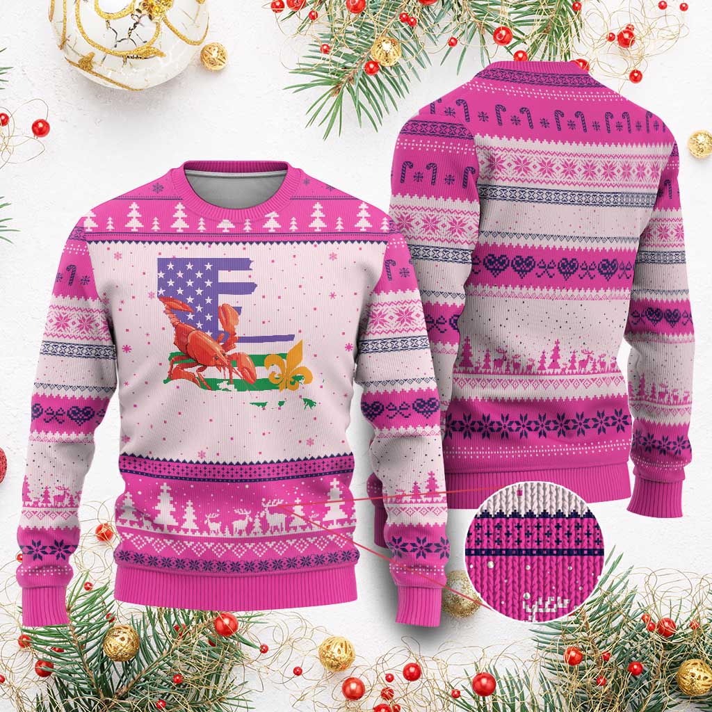 Louisiana Ugly Christmas Sweater Louisiana New Orleans Party Custume Beads TS10 Hot Pink Print Your Wear