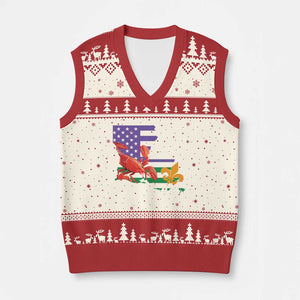 Louisiana V-Neck Knit Sweater Vest Louisiana New Orleans Party Custume Beads TS10 Beige Red Print Your Wear