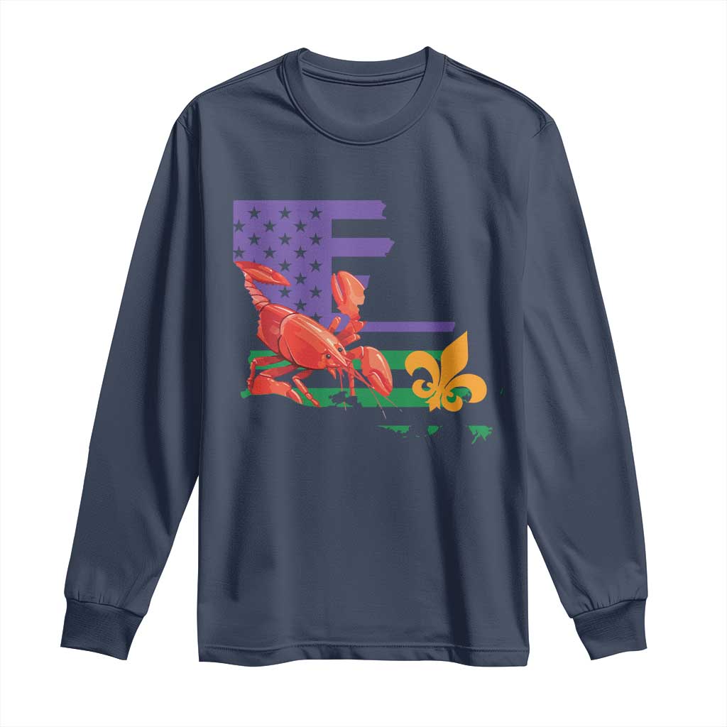 Louisiana Long Sleeve Shirt Louisiana New Orleans Party Custume Beads TS10 Navy Print Your Wear