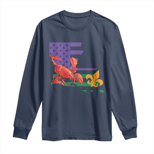 Louisiana Long Sleeve Shirt Louisiana New Orleans Party Custume Beads TS10 Navy Print Your Wear