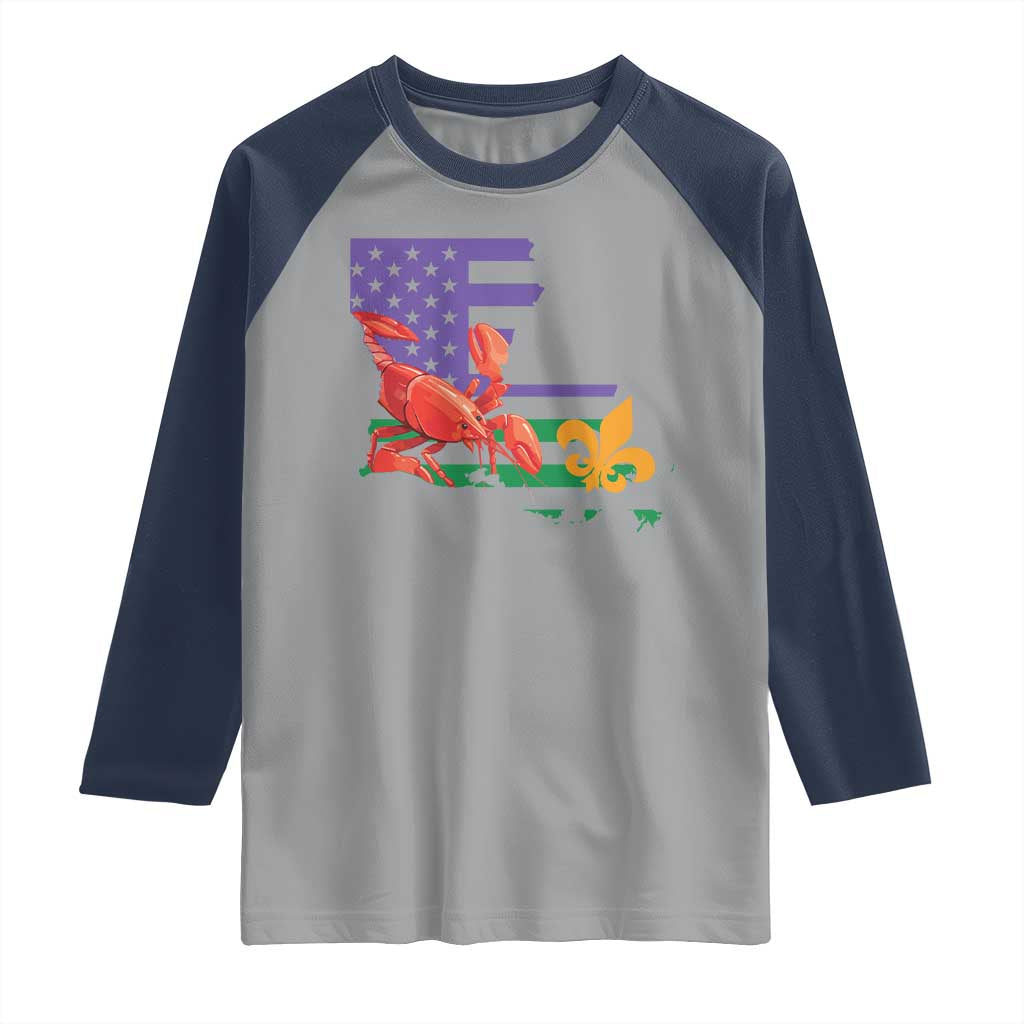 Louisiana Raglan Shirt Louisiana New Orleans Party Custume Beads TS10 Sport Gray Navy Print Your Wear