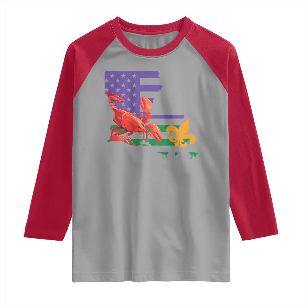 Louisiana Raglan Shirt Louisiana New Orleans Party Custume Beads TS10 Sport Gray Red Print Your Wear