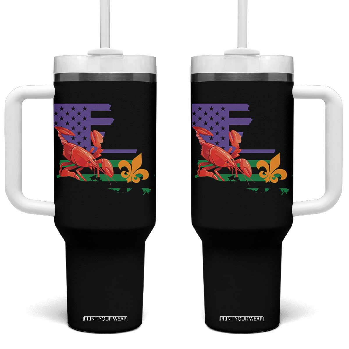 Louisiana Tumbler With Handle Louisiana New Orleans Party Custume Beads TS10 One Size: 40 oz Black Print Your Wear