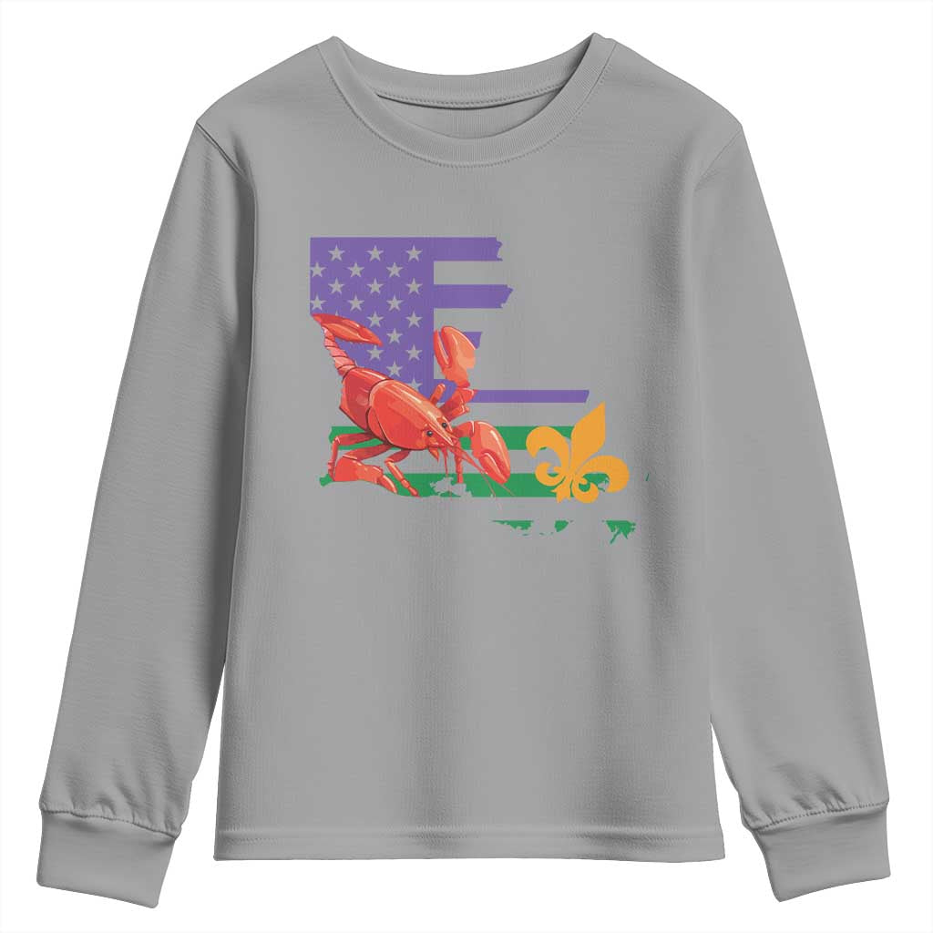 Louisiana Youth Sweatshirt Louisiana New Orleans Party Custume Beads TS10 Sport Gray Print Your Wear