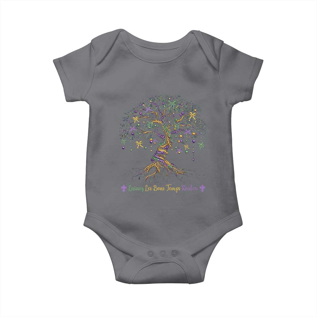 Coquette Bow Mardi Gras Bead Tree Baby Onesie Carnival New Orleans 2025 TS10 Charcoal Print Your Wear