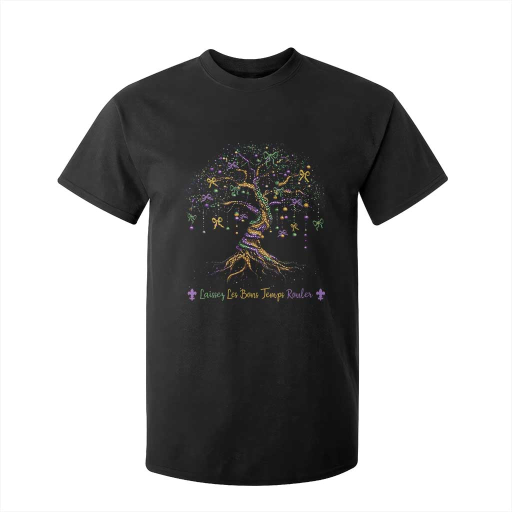 Coquette Bow Mardi Gras Bead Tree T Shirt For Kid Carnival New Orleans 2025 TS10 Black Print Your Wear