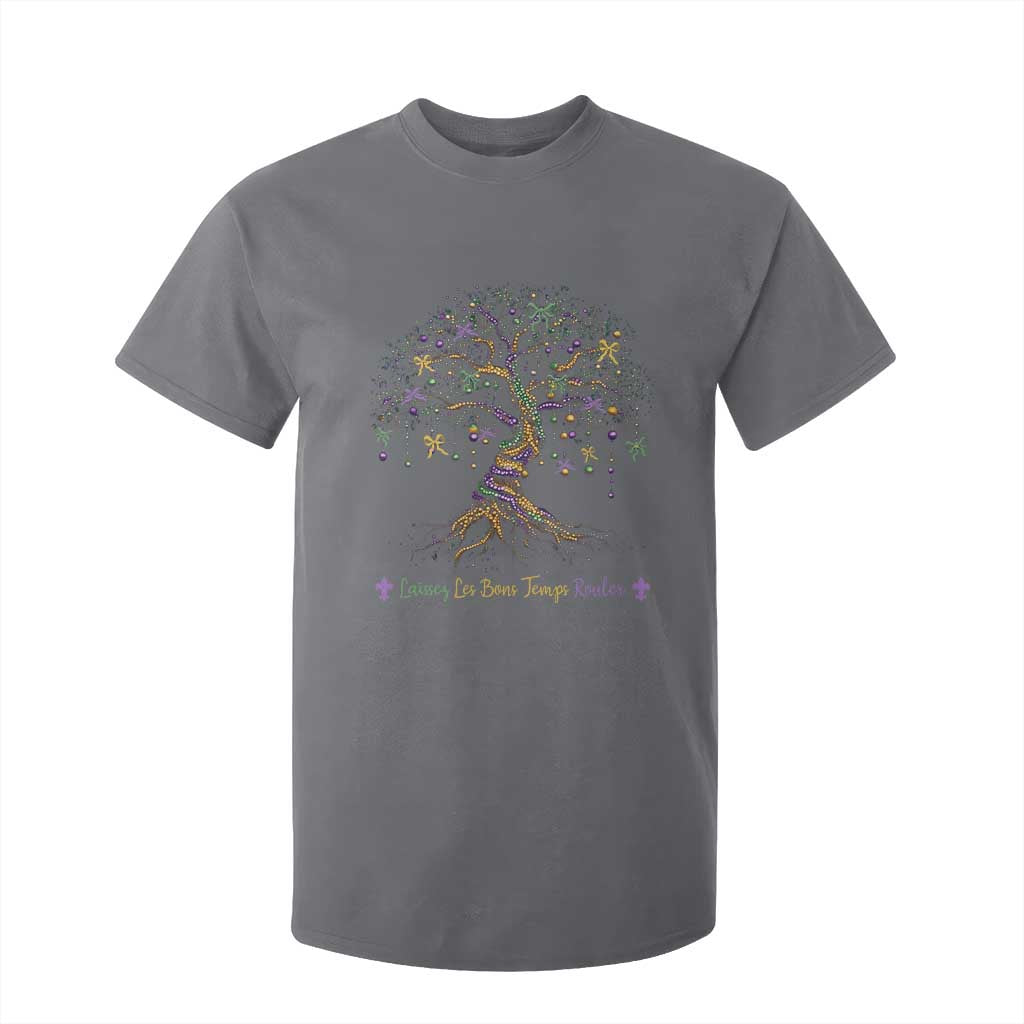 Coquette Bow Mardi Gras Bead Tree T Shirt For Kid Carnival New Orleans 2025 TS10 Charcoal Print Your Wear