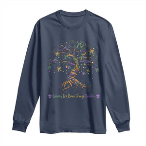 Coquette Bow Mardi Gras Bead Tree Long Sleeve Shirt Carnival New Orleans 2025 TS10 Navy Print Your Wear