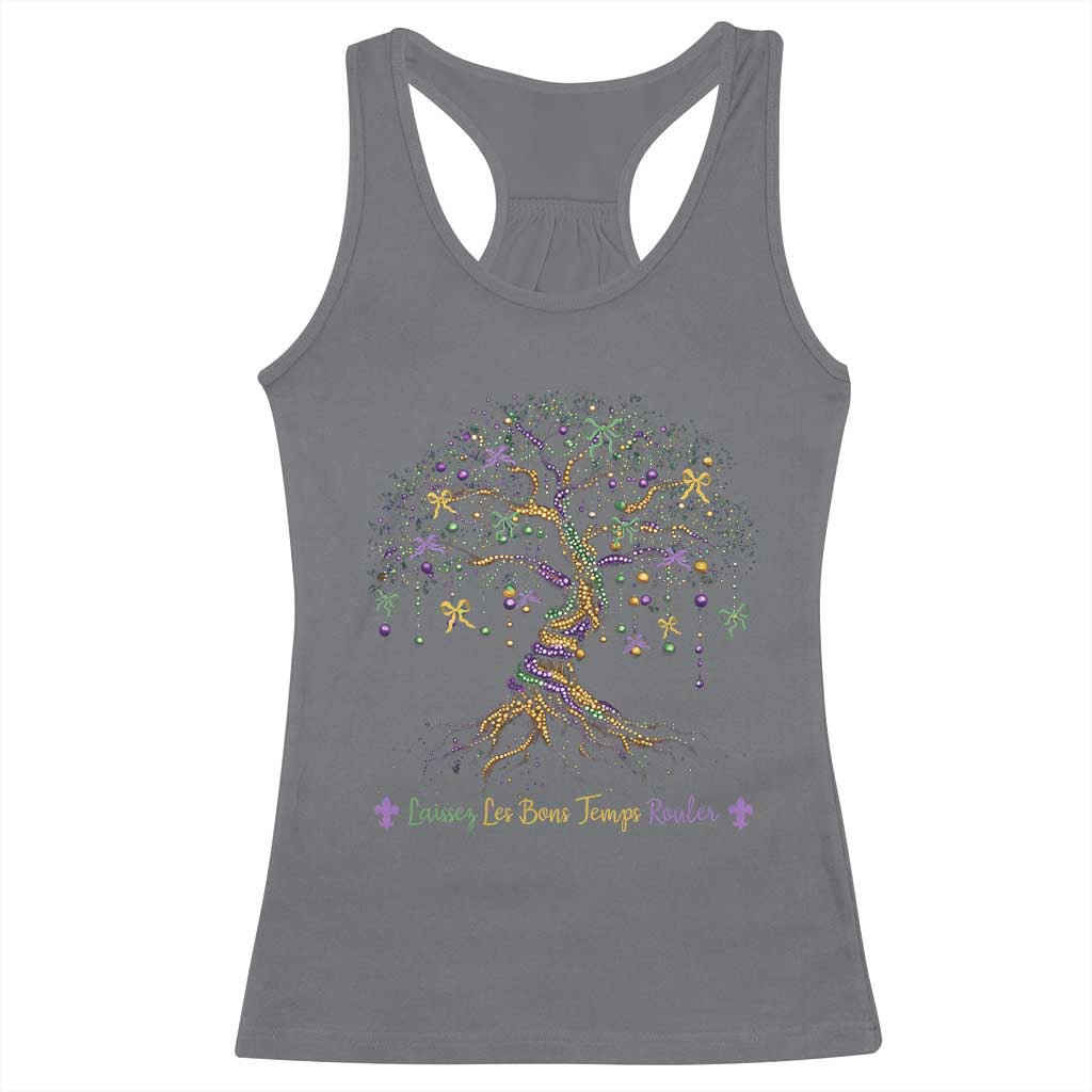 Coquette Bow Mardi Gras Bead Tree Racerback Tank Top Carnival New Orleans 2025 TS10 Charcoal Print Your Wear
