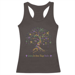 Coquette Bow Mardi Gras Bead Tree Racerback Tank Top Carnival New Orleans 2025 TS10 Dark Chocolate Print Your Wear