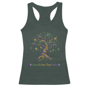 Coquette Bow Mardi Gras Bead Tree Racerback Tank Top Carnival New Orleans 2025 TS10 Dark Forest Green Print Your Wear