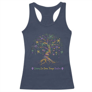 Coquette Bow Mardi Gras Bead Tree Racerback Tank Top Carnival New Orleans 2025 TS10 Navy Print Your Wear