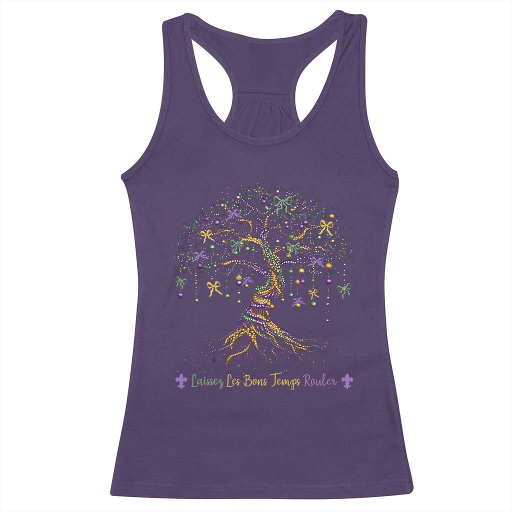 Coquette Bow Mardi Gras Bead Tree Racerback Tank Top Carnival New Orleans 2025 TS10 Purple Print Your Wear
