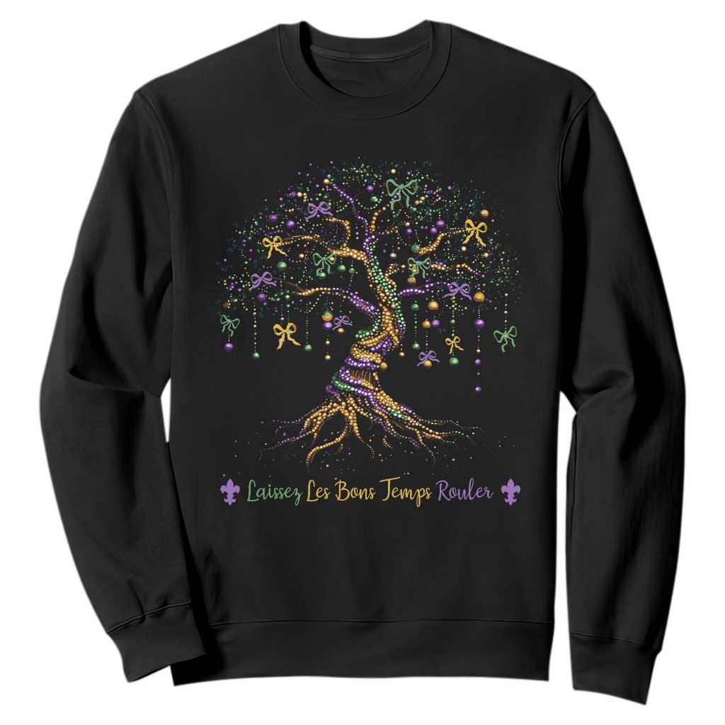 Coquette Bow Mardi Gras Bead Tree Sweatshirt Carnival New Orleans 2025 TS10 Black Print Your Wear