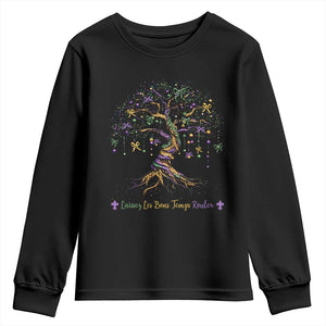 Coquette Bow Mardi Gras Bead Tree Youth Sweatshirt Carnival New Orleans 2025 TS10 Black Print Your Wear