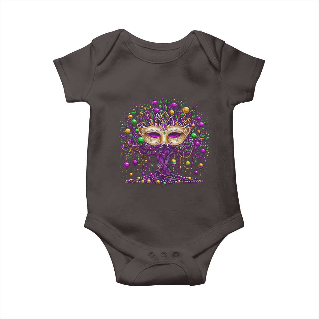 Mardi Gras Bead Tree Baby Onesie New Orleans Festival TS10 Dark Chocolate Print Your Wear