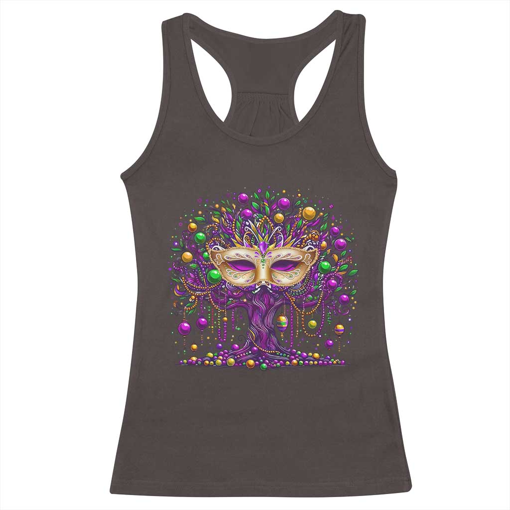 Mardi Gras Bead Tree Racerback Tank Top New Orleans Festival TS10 Dark Chocolate Print Your Wear