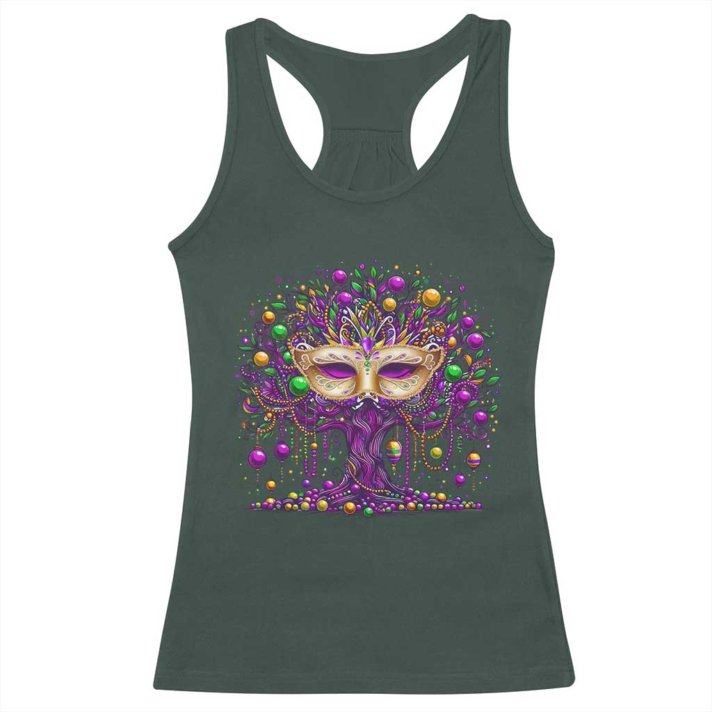 Mardi Gras Bead Tree Racerback Tank Top New Orleans Festival TS10 Dark Forest Green Print Your Wear