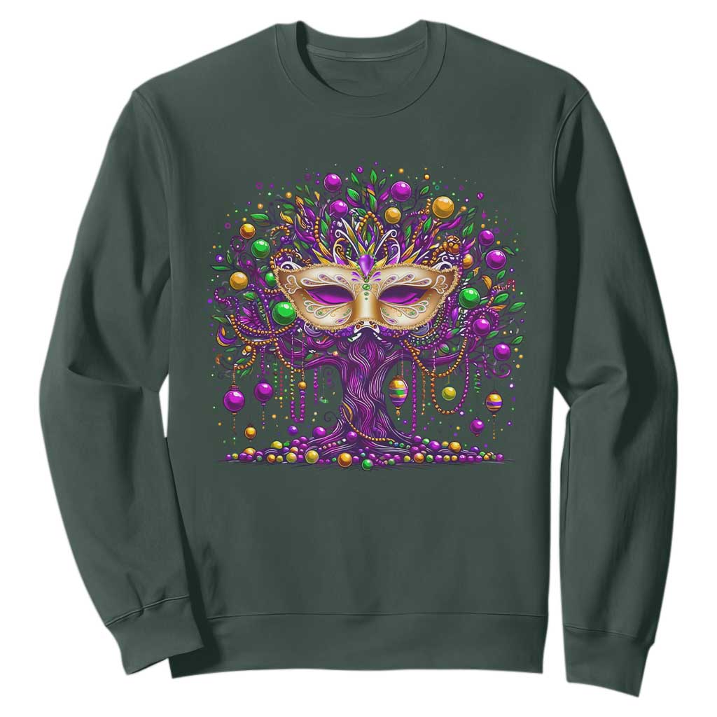 Mardi Gras Bead Tree Sweatshirt New Orleans Festival TS10 Dark Forest Green Print Your Wear