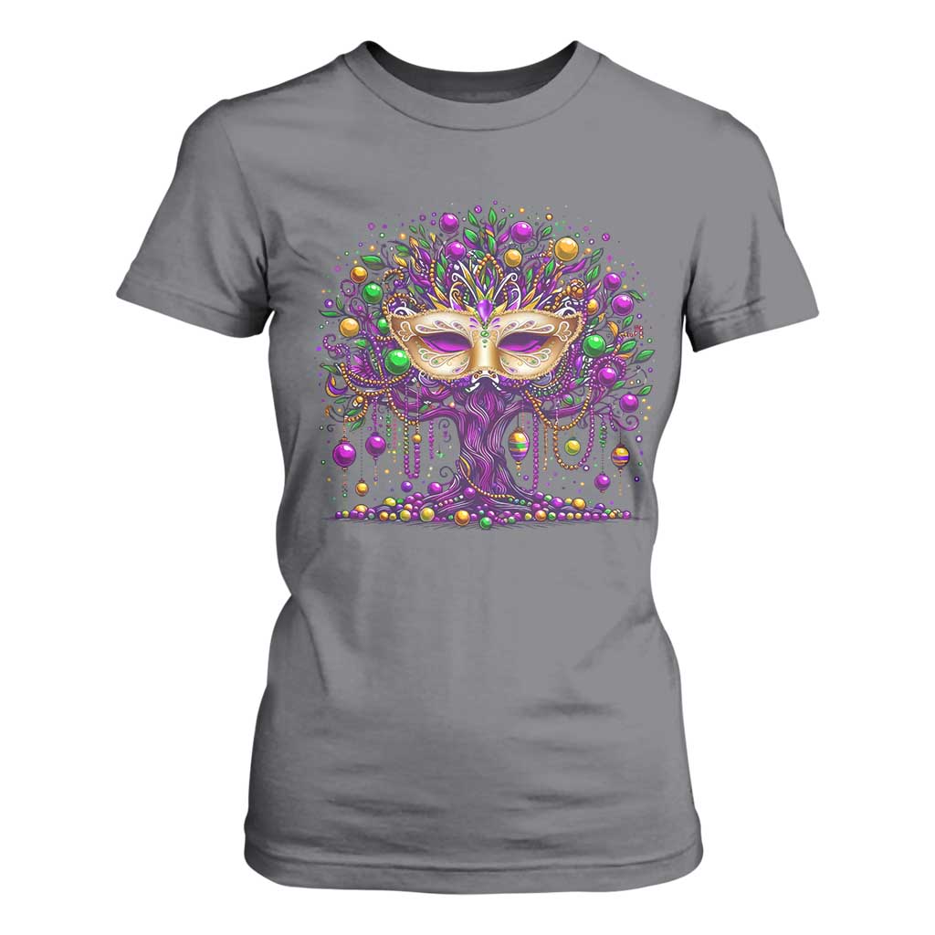 Mardi Gras Bead Tree T Shirt For Women New Orleans Festival TS10 Charcoal Print Your Wear