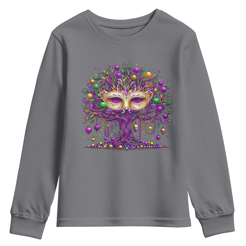 Mardi Gras Bead Tree Youth Sweatshirt New Orleans Festival TS10 Charcoal Print Your Wear