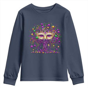 Mardi Gras Bead Tree Youth Sweatshirt New Orleans Festival TS10 Navy Print Your Wear