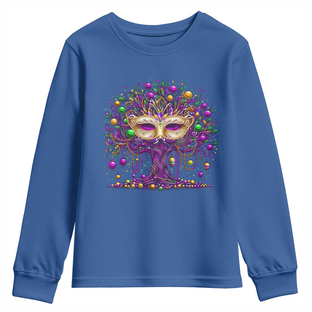 Mardi Gras Bead Tree Youth Sweatshirt New Orleans Festival TS10 Royal Blue Print Your Wear