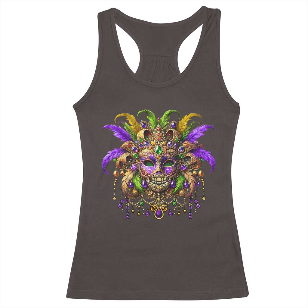 Mardi Gras Costume Sugar Skull Racerback Tank Top Carnival New Orleans Trip TS10 Dark Chocolate Print Your Wear