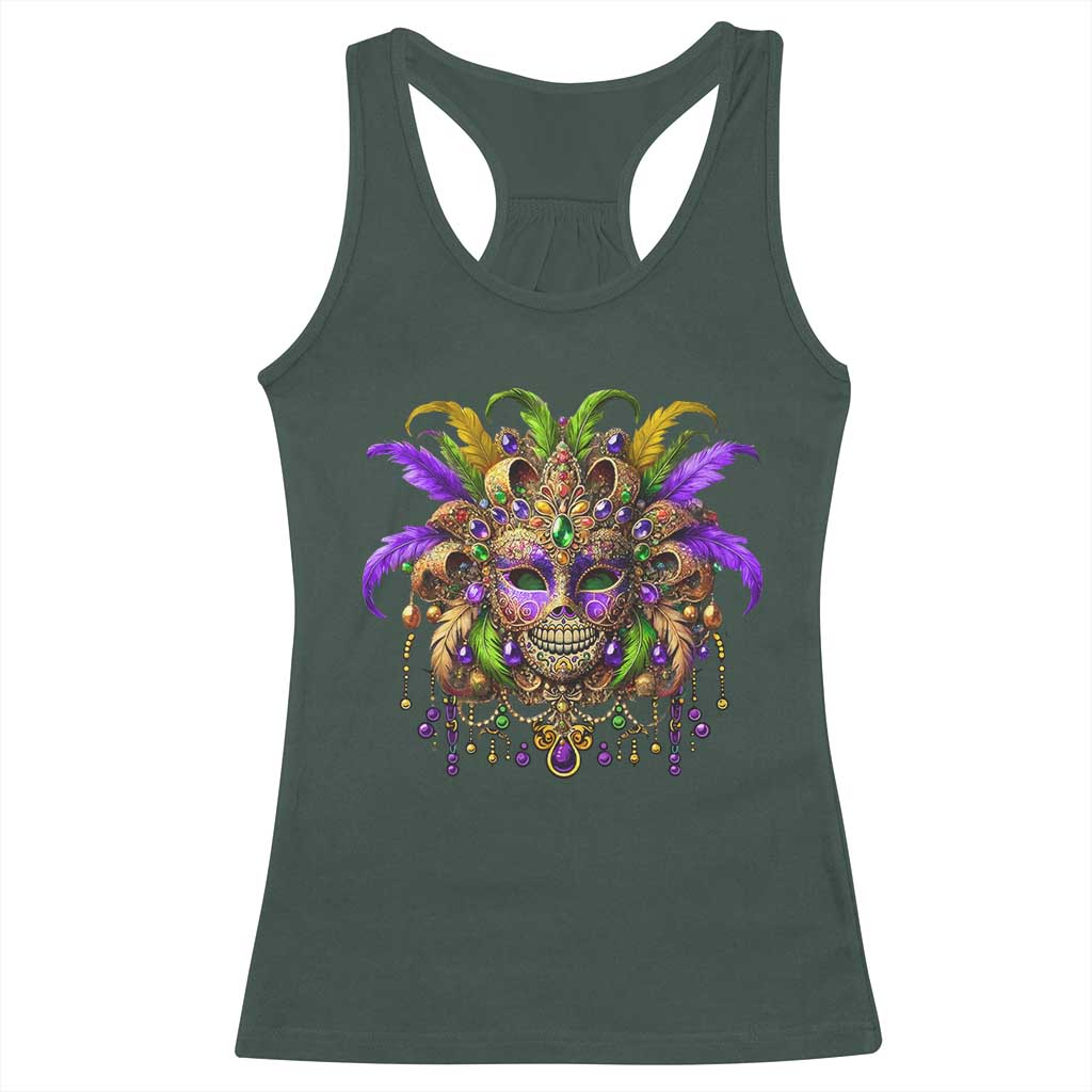 Mardi Gras Costume Sugar Skull Racerback Tank Top Carnival New Orleans Trip TS10 Dark Forest Green Print Your Wear