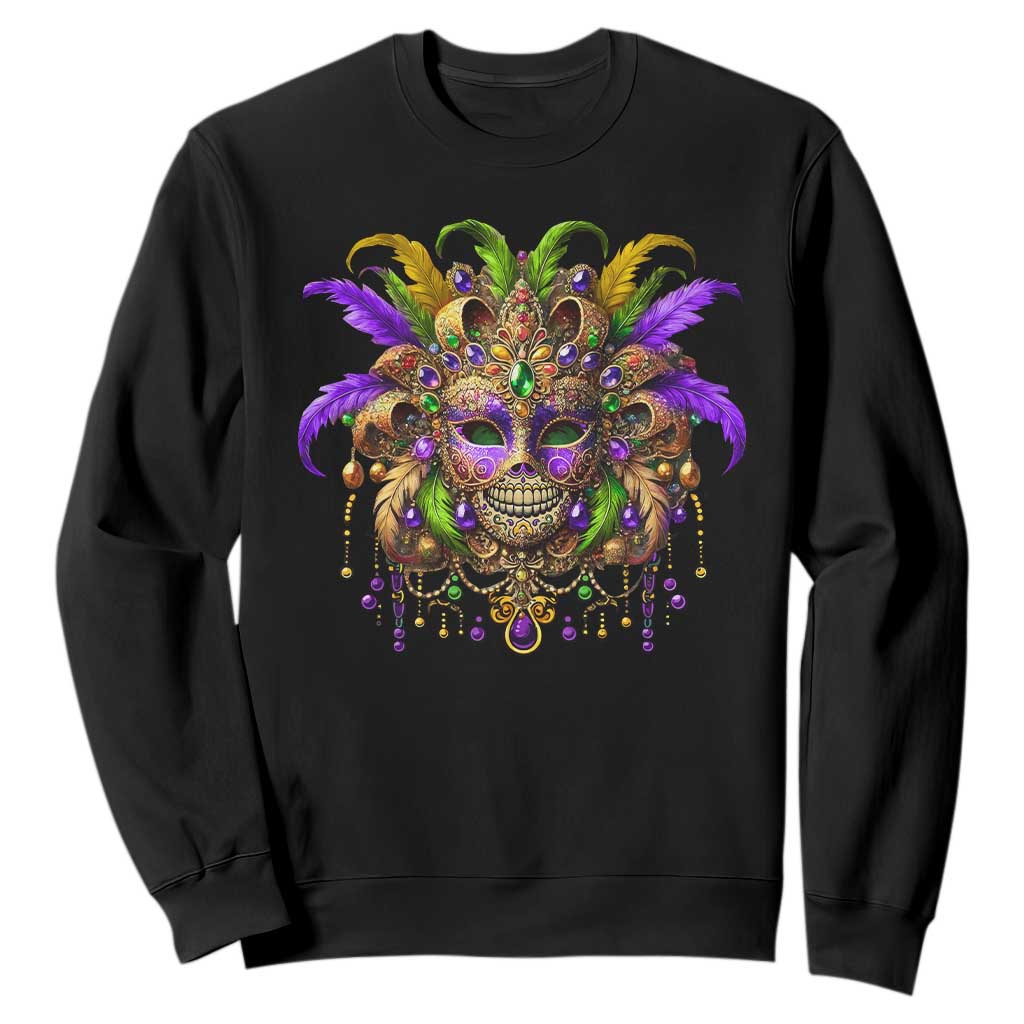 Mardi Gras Costume Sugar Skull Sweatshirt Carnival New Orleans Trip TS10 Black Print Your Wear