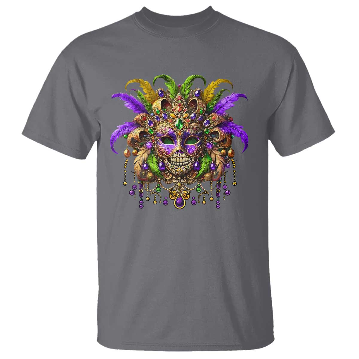 Mardi Gras Costume Sugar Skull T Shirt Carnival New Orleans Trip TS10 Charcoal Print Your Wear