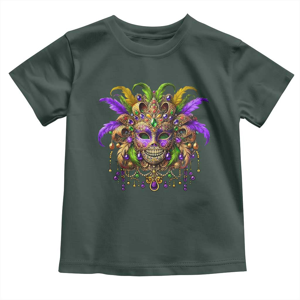 Mardi Gras Costume Sugar Skull Toddler T Shirt Carnival New Orleans Trip TS10 Dark Forest Green Print Your Wear