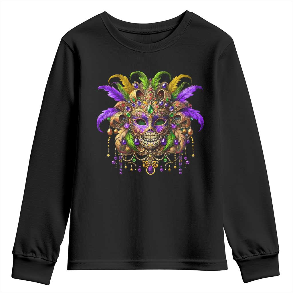 Mardi Gras Costume Sugar Skull Youth Sweatshirt Carnival New Orleans Trip TS10 Black Print Your Wear