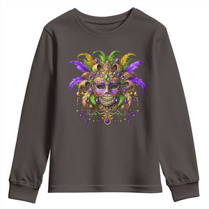 Mardi Gras Costume Sugar Skull Youth Sweatshirt Carnival New Orleans Trip TS10 Dark Chocolate Print Your Wear