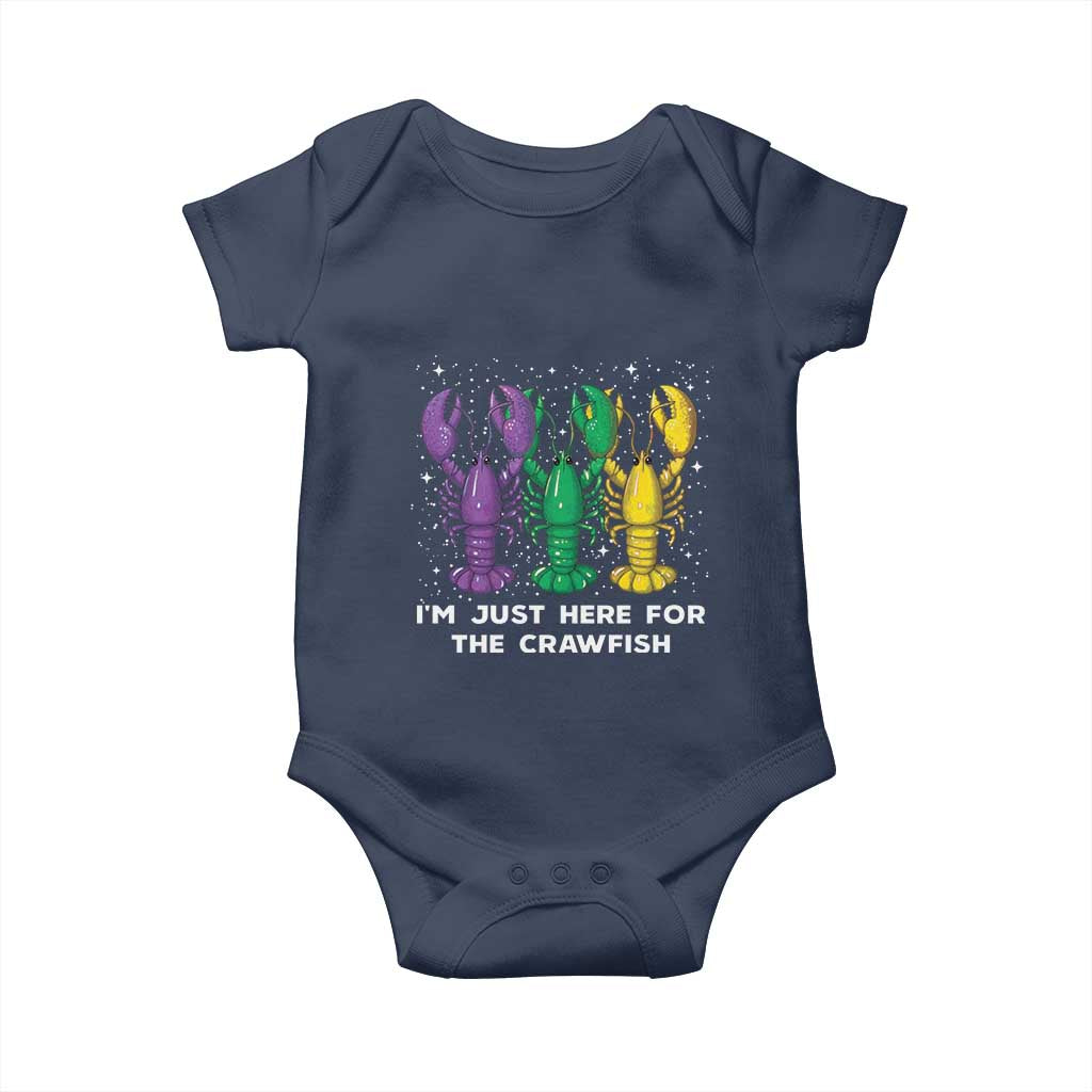 Carnival Mardi Gras Baby Onesie I'm Just Here For The Crawfish TS10 Navy Print Your Wear