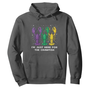Carnival Mardi Gras Hoodie I'm Just Here For The Crawfish TS10 Dark Heather Print Your Wear