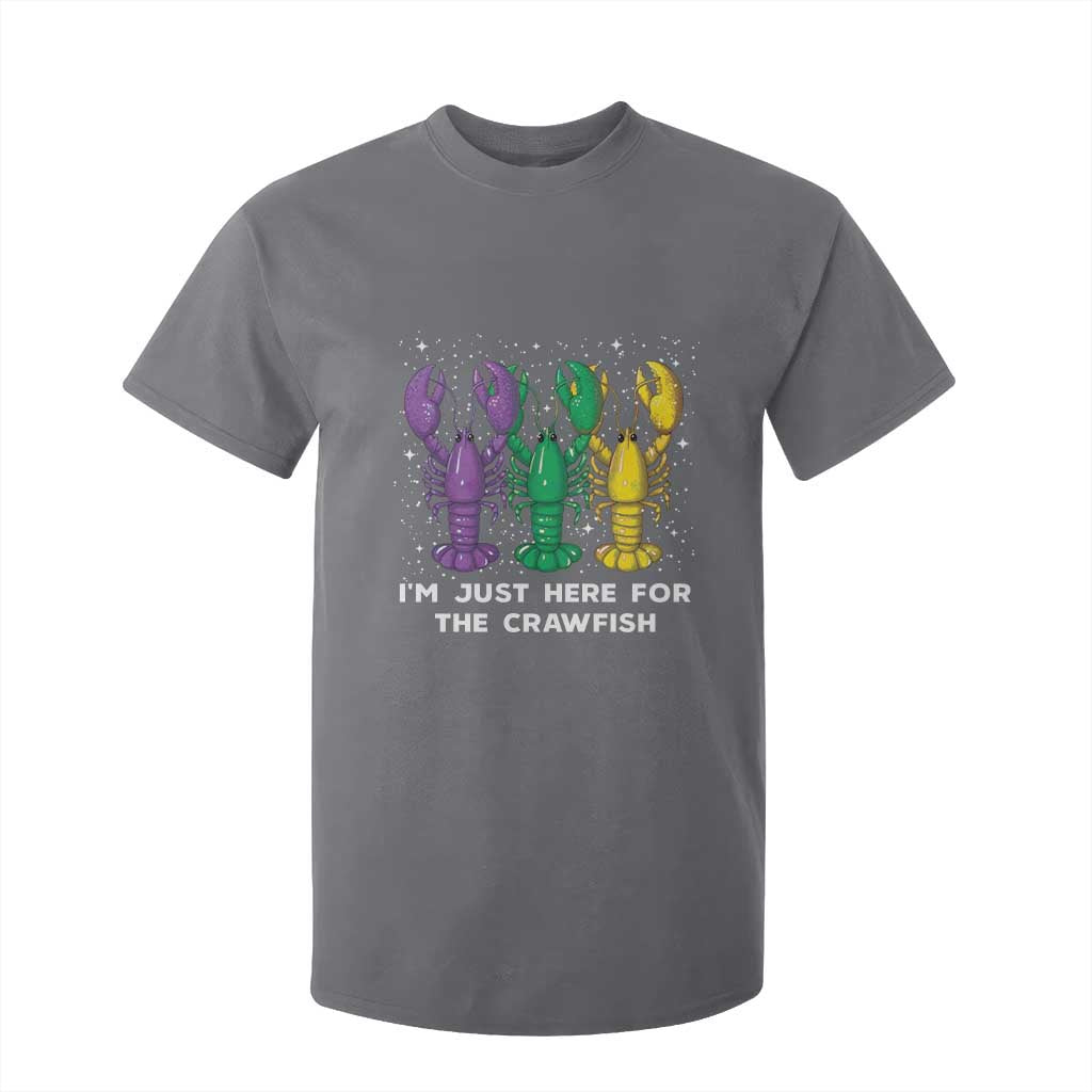 Carnival Mardi Gras T Shirt For Kid I'm Just Here For The Crawfish TS10 Charcoal Print Your Wear