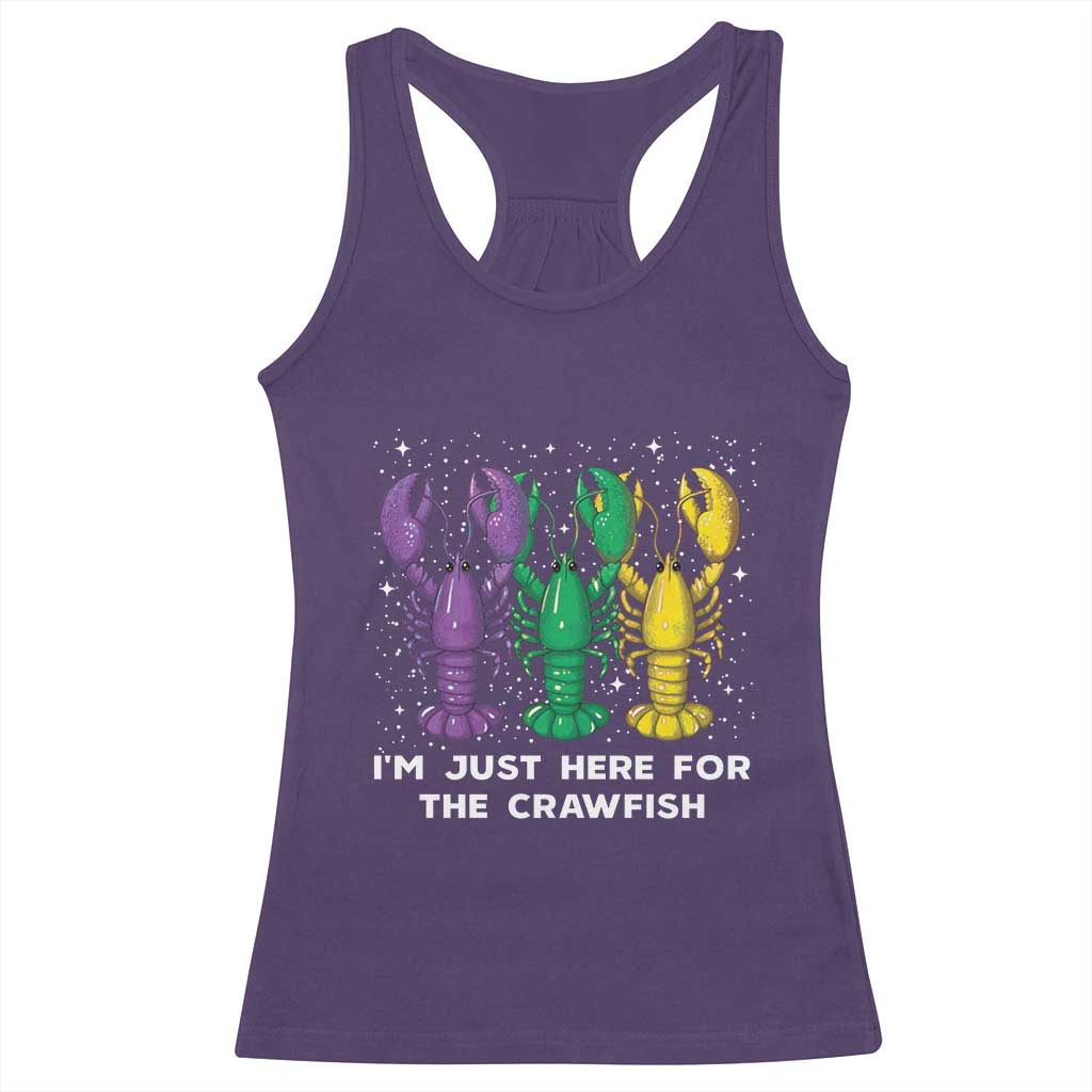 Carnival Mardi Gras Racerback Tank Top I'm Just Here For The Crawfish TS10 Purple Print Your Wear