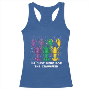 Carnival Mardi Gras Racerback Tank Top I'm Just Here For The Crawfish TS10 Royal Blue Print Your Wear