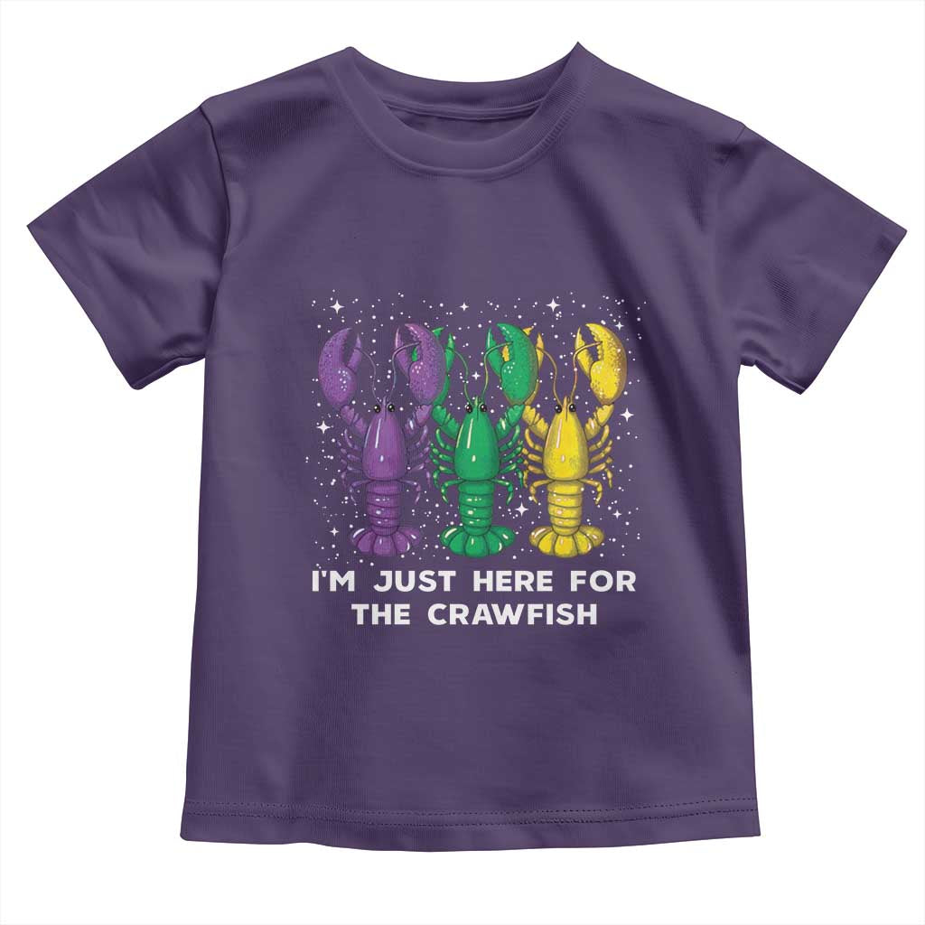 Carnival Mardi Gras Toddler T Shirt I'm Just Here For The Crawfish TS10 Purple Print Your Wear