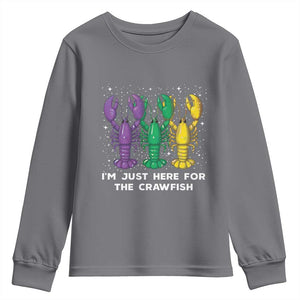 Carnival Mardi Gras Youth Sweatshirt I'm Just Here For The Crawfish TS10 Charcoal Print Your Wear